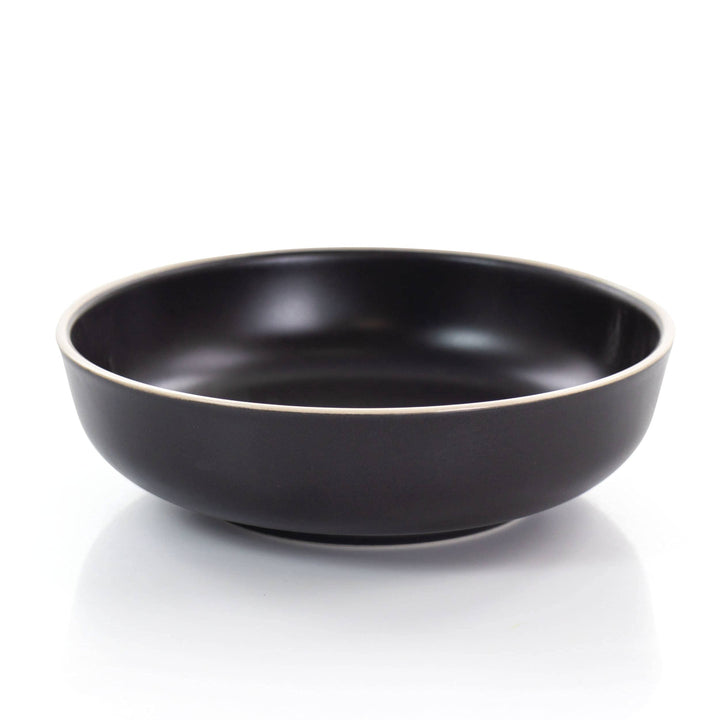 Serenade 16 Piece Round Stoneware Dinnerware Set In Black Solid Casual - Diamond Home USA