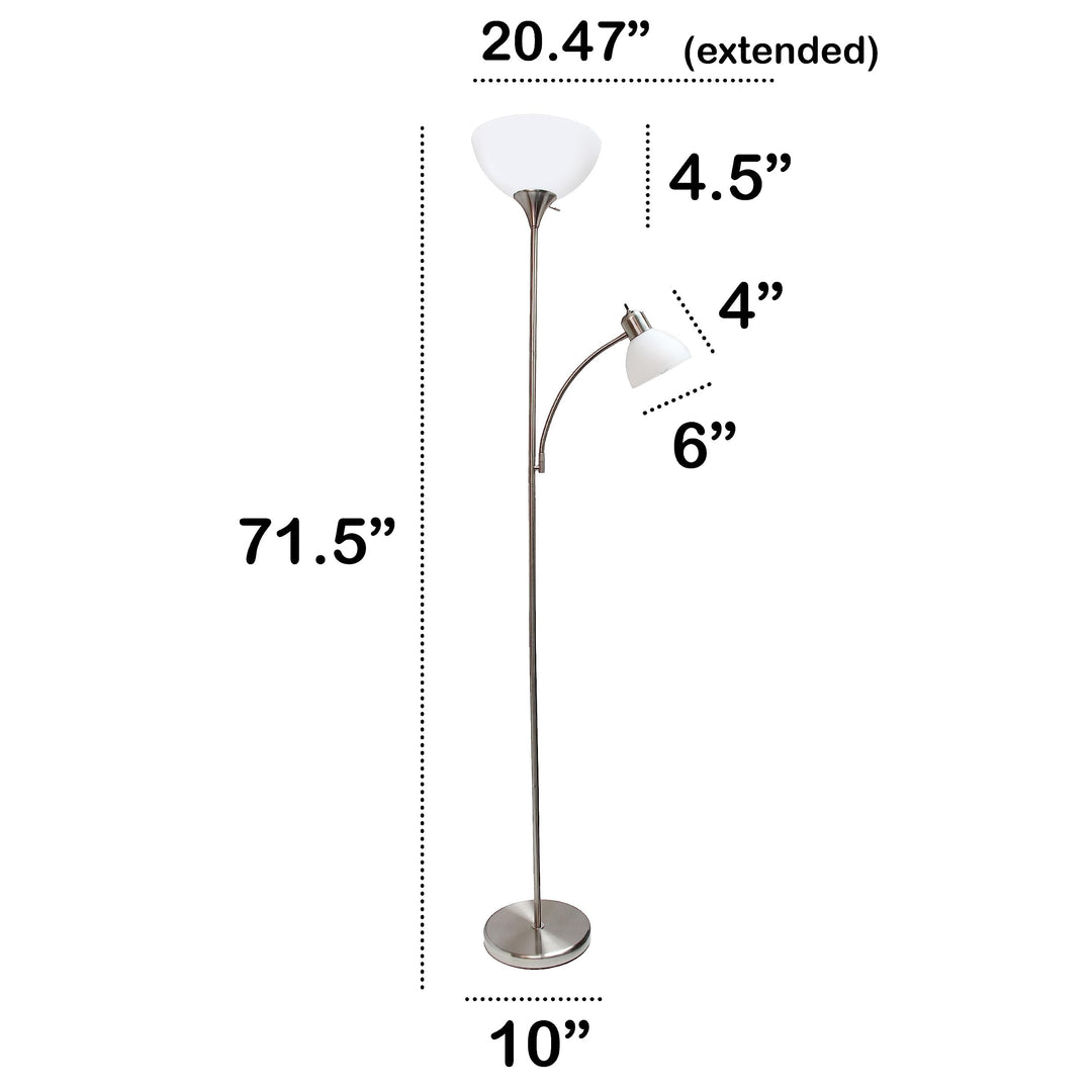 71.5" 2 Light Metal Floor Lamp with and Reading Shades Silver Traditional Nickel - Diamond Home USA