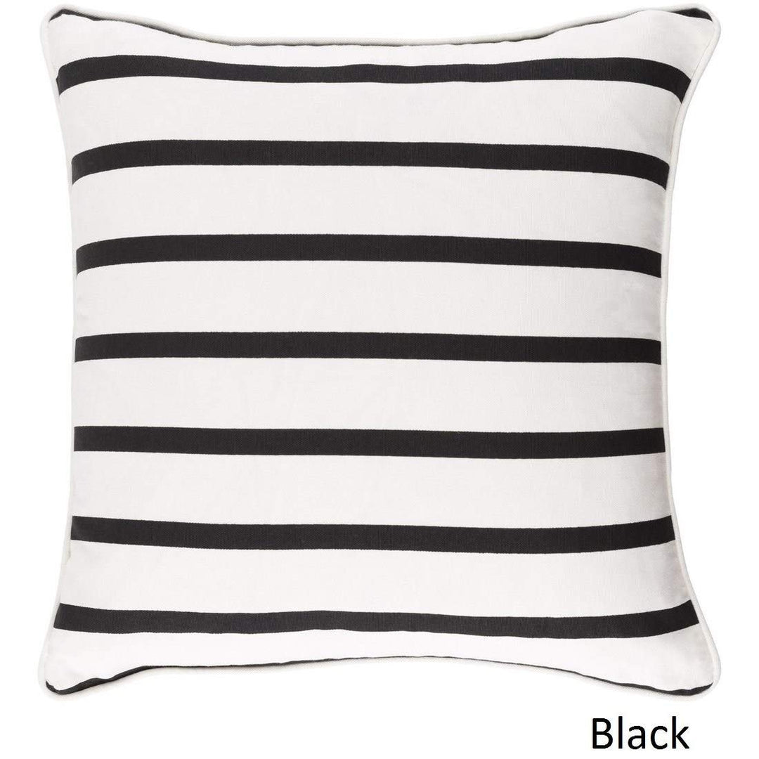 1 Piece 18x18 White Black Nautical Stripes Throw Pillow Geometric Lines Sofa White/Black - Down