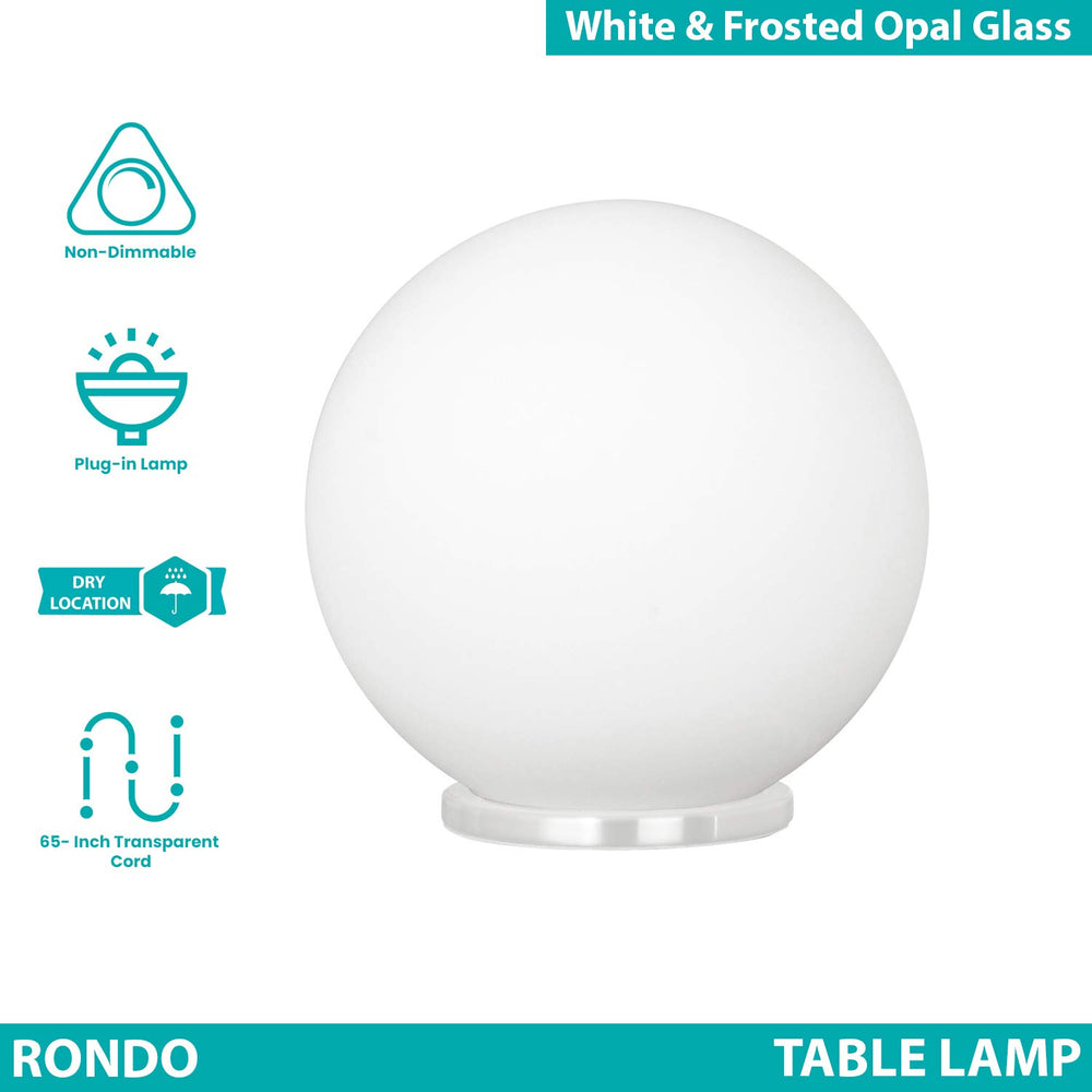 EGLO ondo Collection 8-Inch ound Table Lamp with Glass Ball Shade for Living - Diamond Home USA