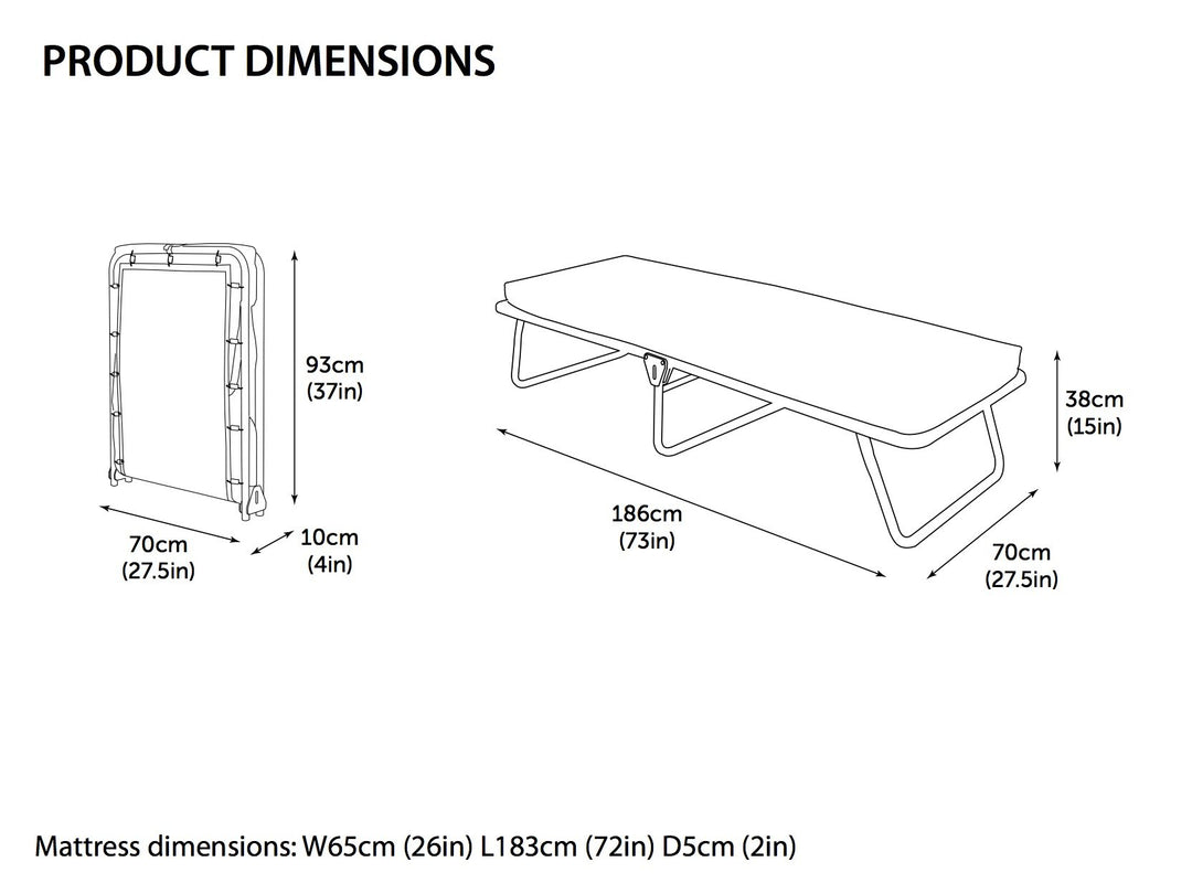 Jay-Be Saver Folding Cot Bed with Rebound e-Fibre Mattress Lightweight - Diamond Home USA