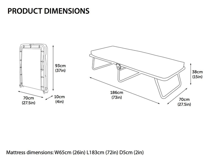 Jay-Be Saver Folding Cot Bed with Rebound e-Fibre Mattress Lightweight - Diamond Home USA
