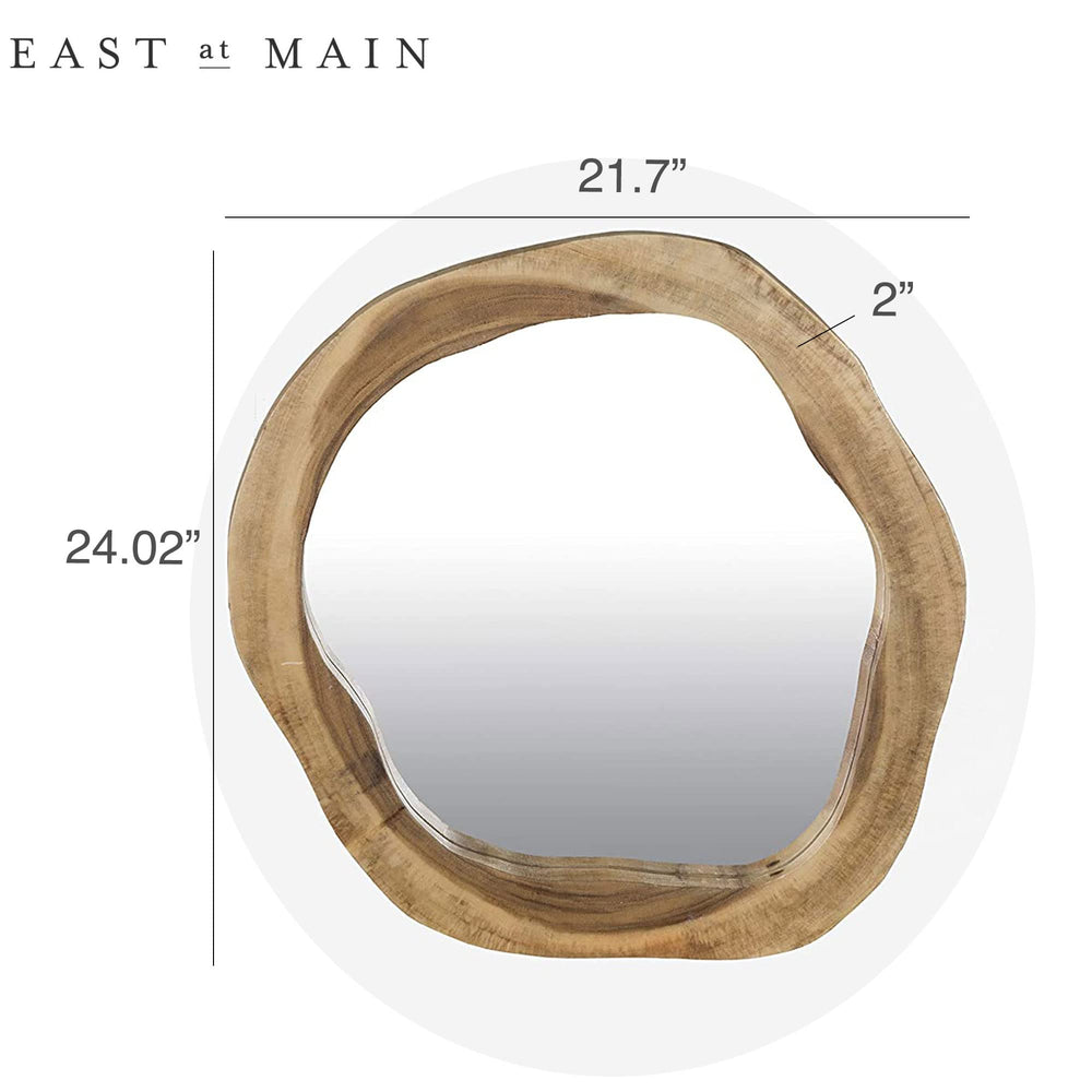 Solid Wood Hanging Mirror - 21.7”w x 2”d X 24.2”h Modern Rustic 3D Wall Decor - Diamond Home USA