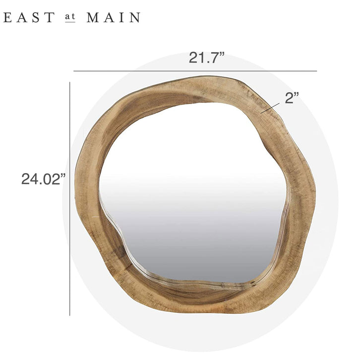 Solid Wood Hanging Mirror - 21.7”w x 2”d X 24.2”h Modern Rustic 3D Wall Decor - Diamond Home USA