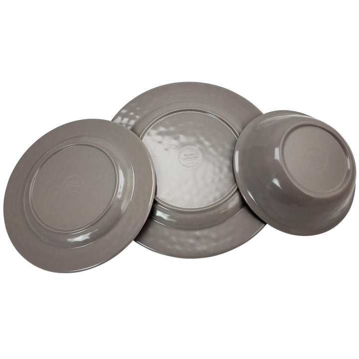 Studio California 12 Piece Dinnerware Set In Gray Crackle Look Decal Grey - Diamond Home USA