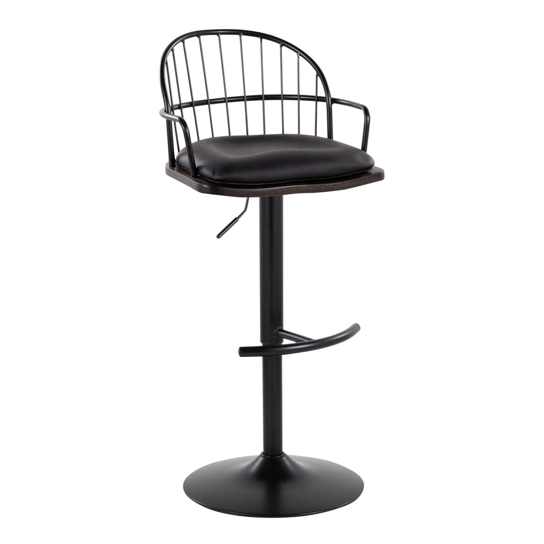 Adjustable Bar Stool with Arms and Removable Seat Cushion (Set of 2) Black - Diamond Home USA
