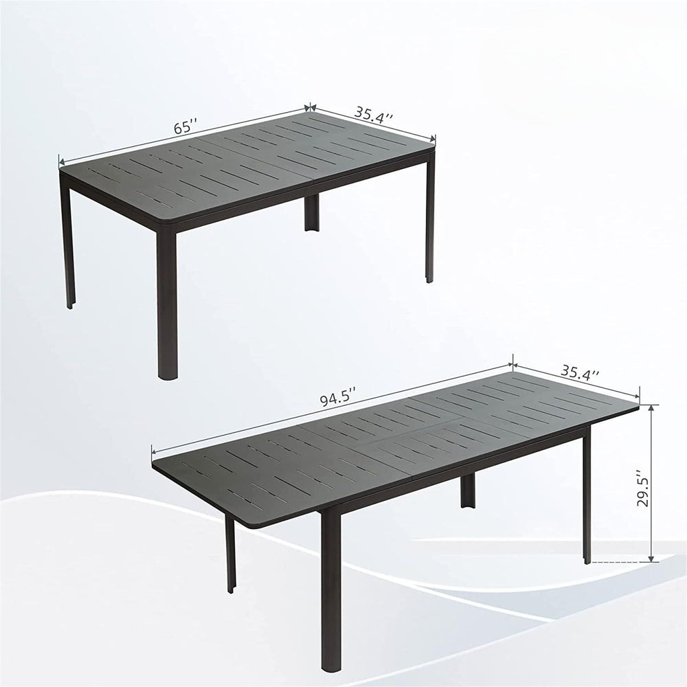 Patio Dining Extendable Table Metal Outdoor for 6-8 Person Rectangular Porch - Diamond Home USA