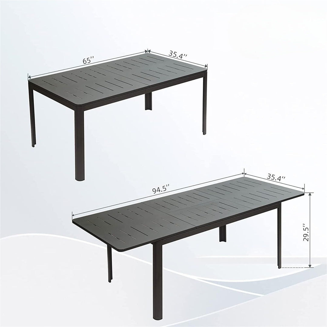 Patio Dining Extendable Table Metal Outdoor for 6-8 Person Rectangular Porch - Diamond Home USA