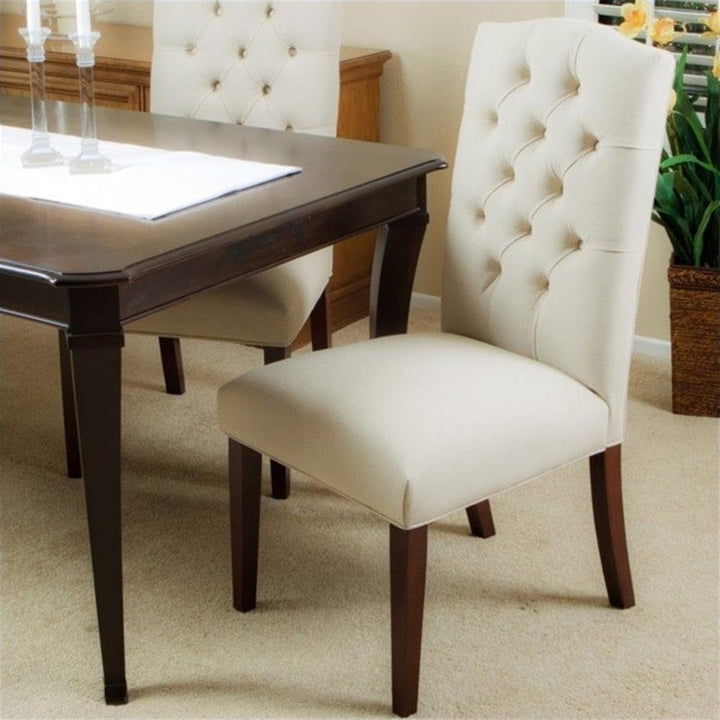Christopher Knight Home Clark Crown Top Linen Dining Chairs 2-Pcs Set Ivory - Diamond Home USA