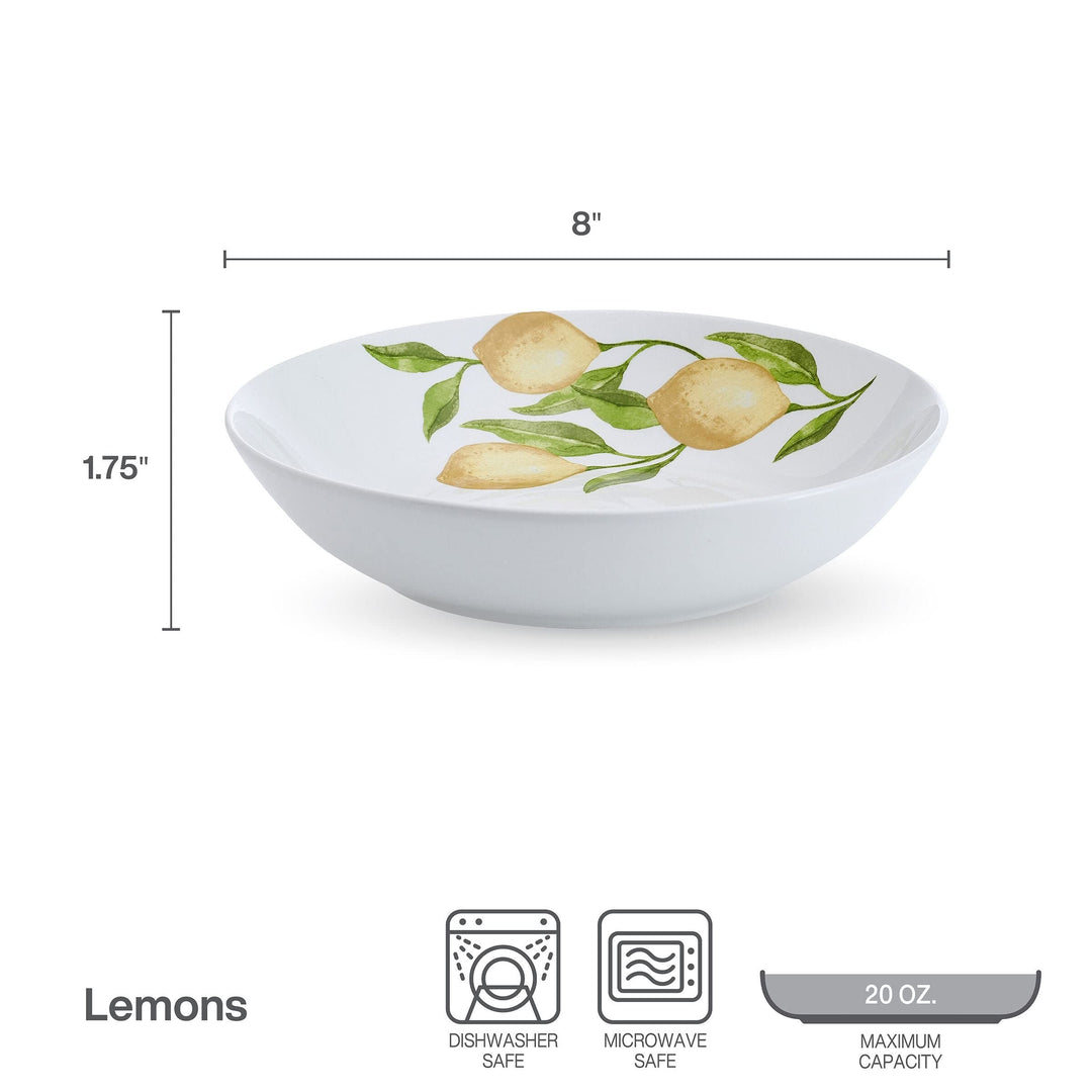 Countryside Lemons Bowl Set 4 Piece Multi Color Fruit Casual Round Porcelain - Diamond Home USA