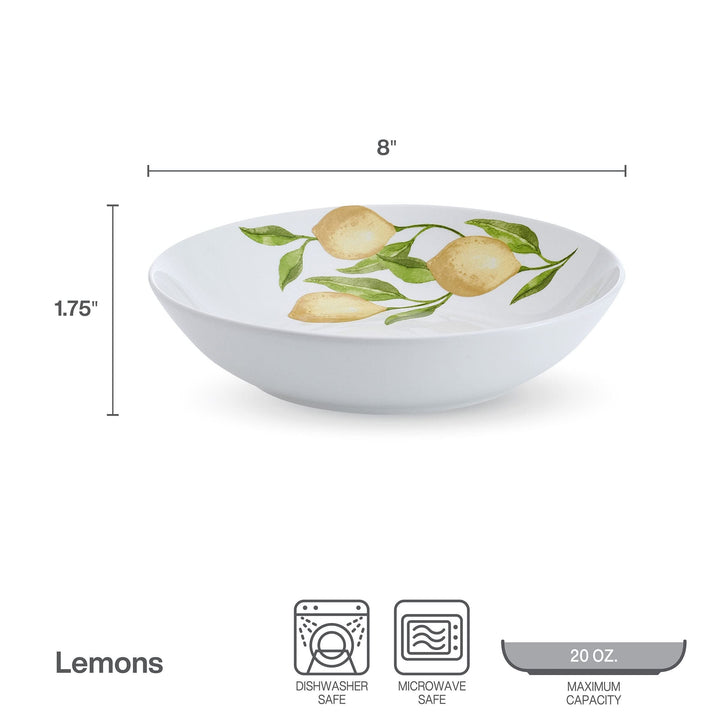 Countryside Lemons Bowl Set 4 Piece Multi Color Fruit Casual Round Porcelain - Diamond Home USA
