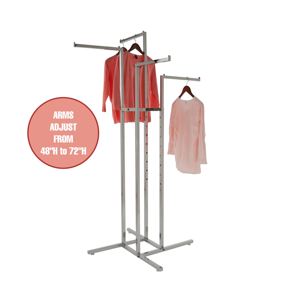 Econoco K10 Heavy Duty 4 Way Clothing Rack Adjustable Height Arms Square - Diamond Home USA