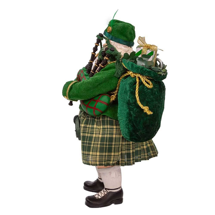 Kurt Adler 10.5-Inch Fabriché Musical Irish Bagpiper Santa - Diamond Home USA