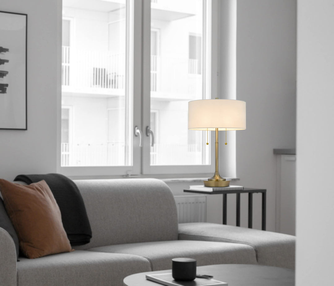 Cal Lighting BO-3028TB Kendal Metal Table Lamp with Pull Chain Switch Drum - Diamond Home USA