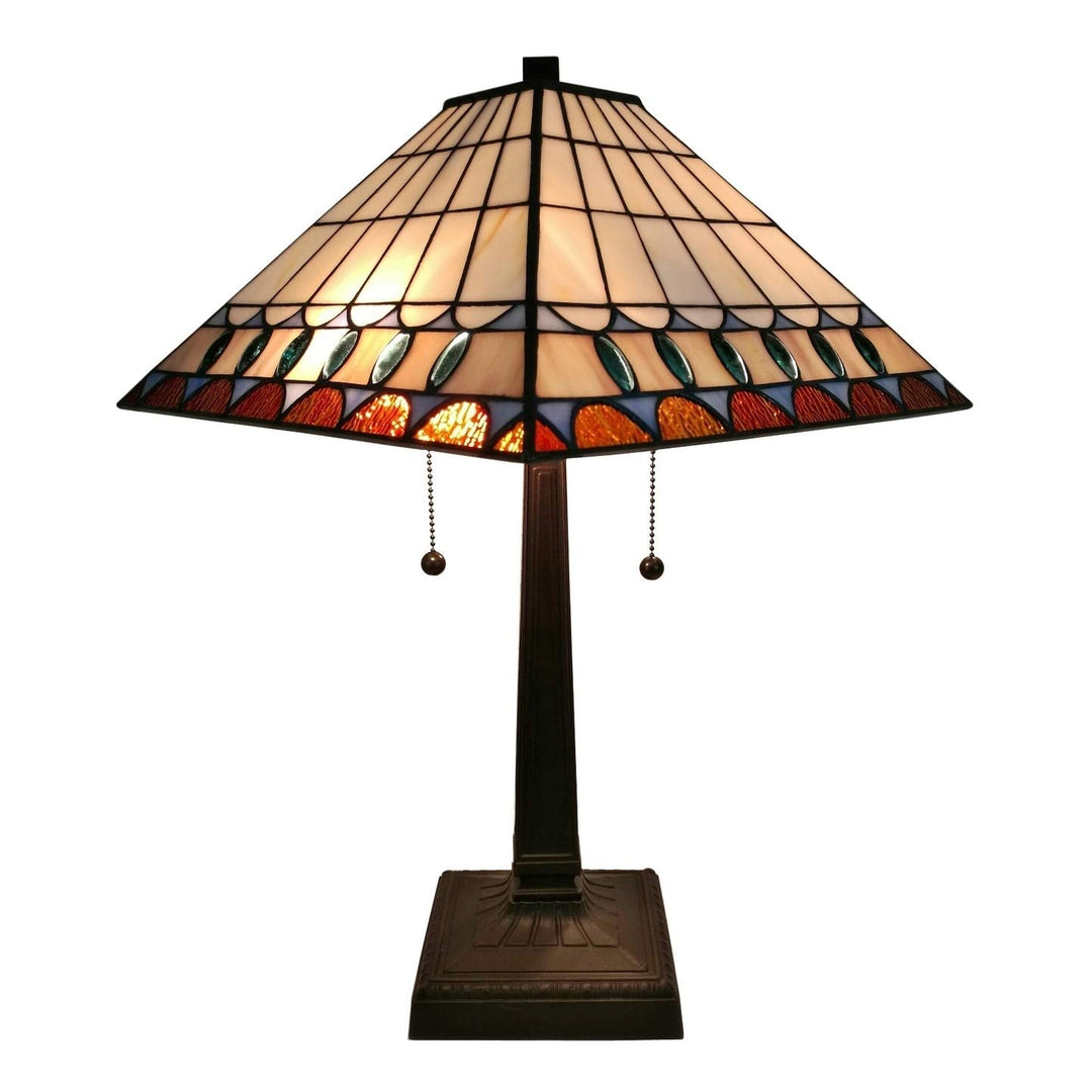Tiffany-Style Mission Jeweled Table Lamp - Multi-Color/White Brown White - Diamond Home USA