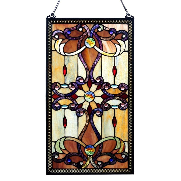 Amber Stained Glass 26-inch Window Panel - M Green Metal - Diamond Home USA