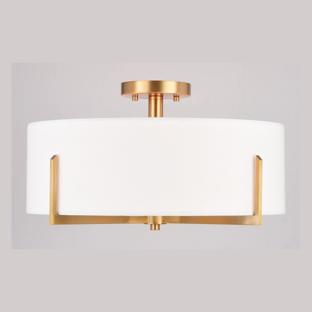 18-in W Natural Brass Mid-century Modern Semi Flush Mount Ceiling ght White - Diamond Home USA