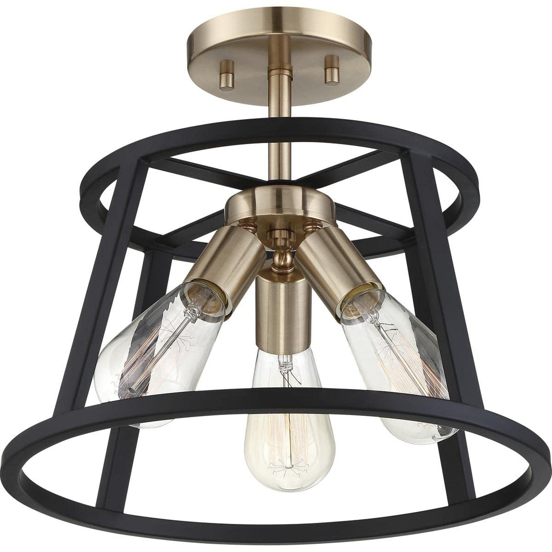 Nuvo 60/6643 Chassis 3 Light Semi-Flush Mount Fixture Copper Brushed Brass - Diamond Home USA