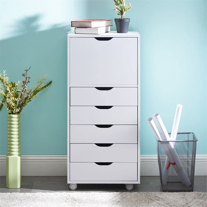 6 Drawer Office Storage bile Under Desk Filing Cabinet On Wheels Gray White - Diamond Home USA