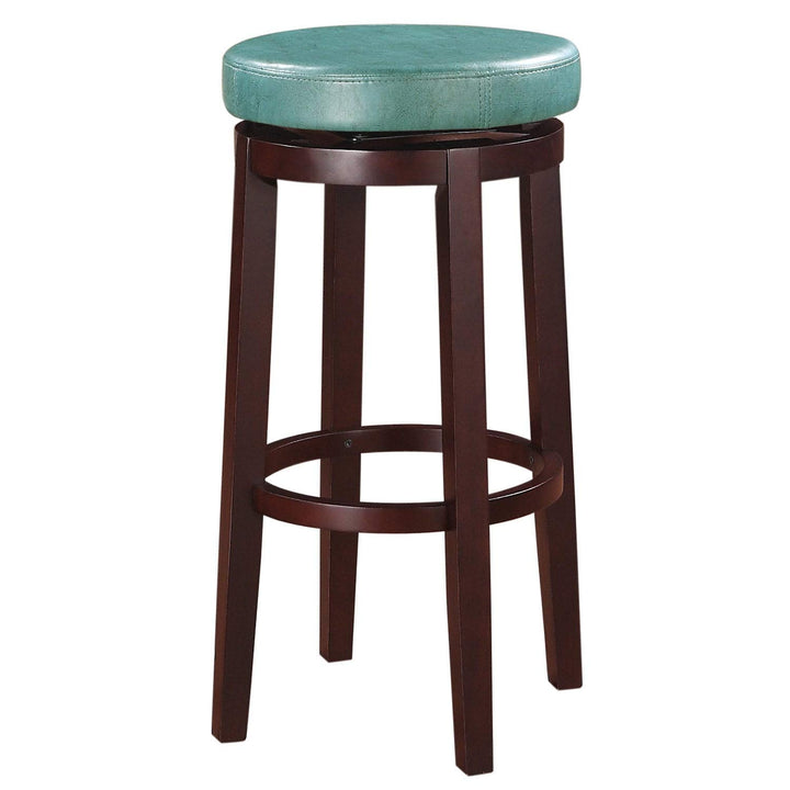 Aqua Blue Backless Swivel Bar Stool Transitional Wood Footrest - Diamond Home USA