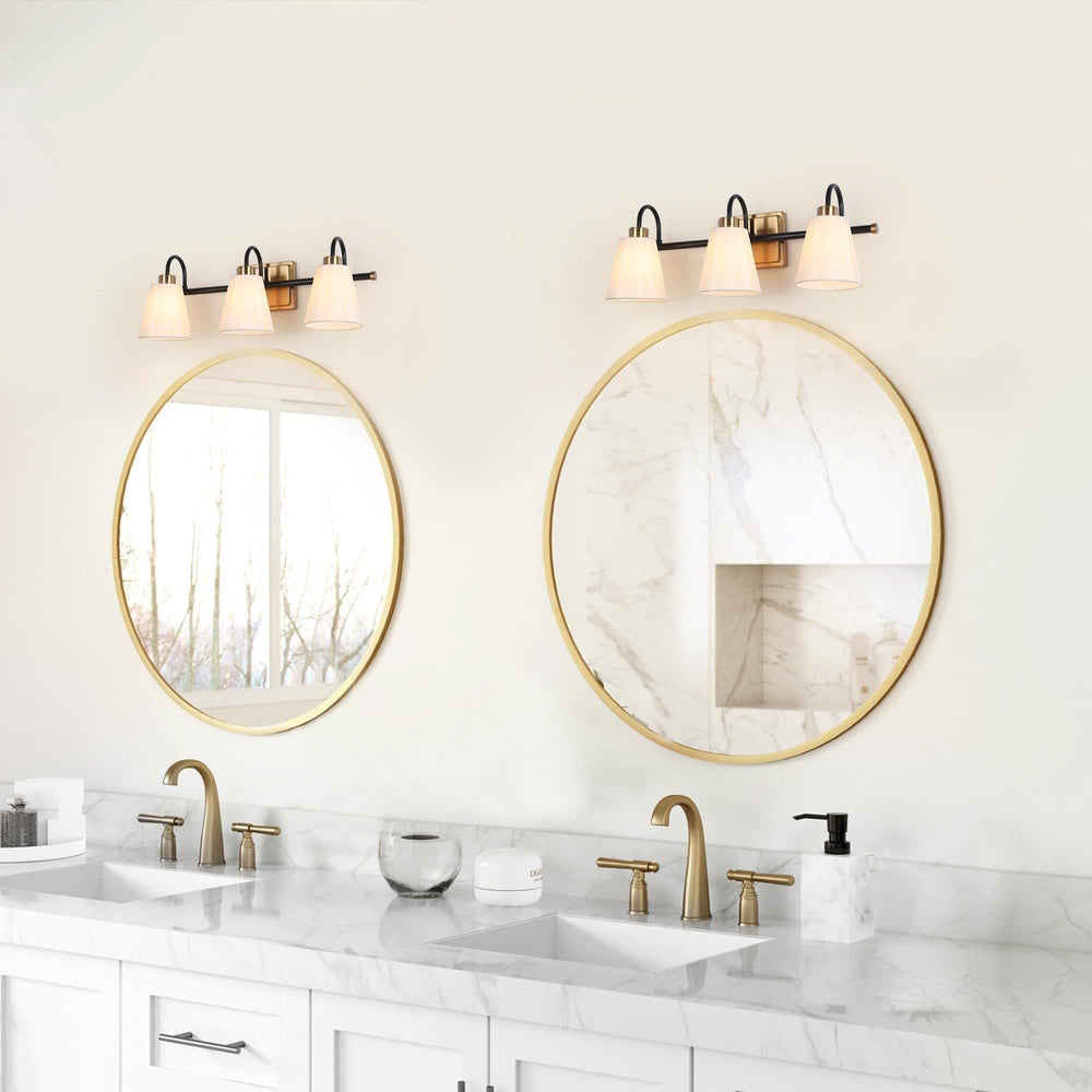 Mid-century Modern 3-light Linear Gold Black Bathroom Vanity Lights L 21.6" X - Diamond Home USA