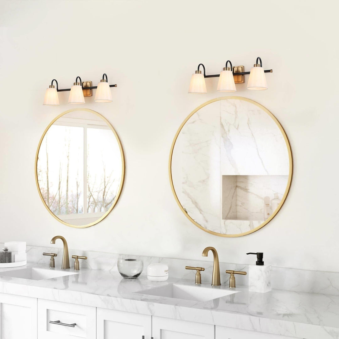 Mid-century Modern 3-light Linear Gold Black Bathroom Vanity Lights L 21.6" X - Diamond Home USA