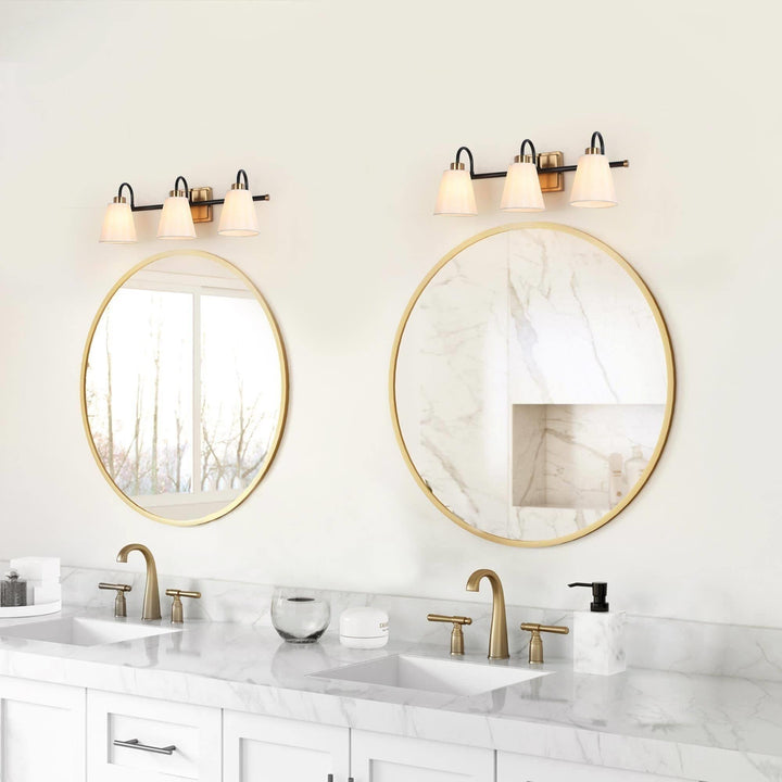 Mid-century Modern 3-light Linear Gold Black Bathroom Vanity Lights L 21.6" X - Diamond Home USA