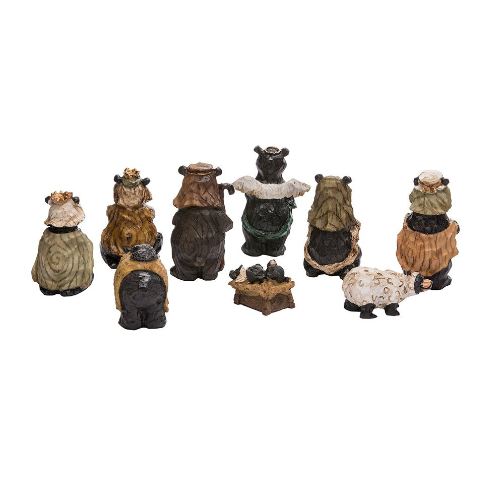 Kurt Adler Resin Bear 4-Inch Set of 9 Nativity Set - Diamond Home USA