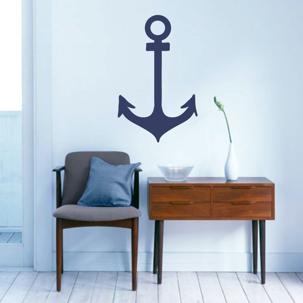 N&T 1 Piece Navy Blue Anchor Wall Decal Nautical Beach Graphic Wall Stickers Fun - Diamond Home USA
