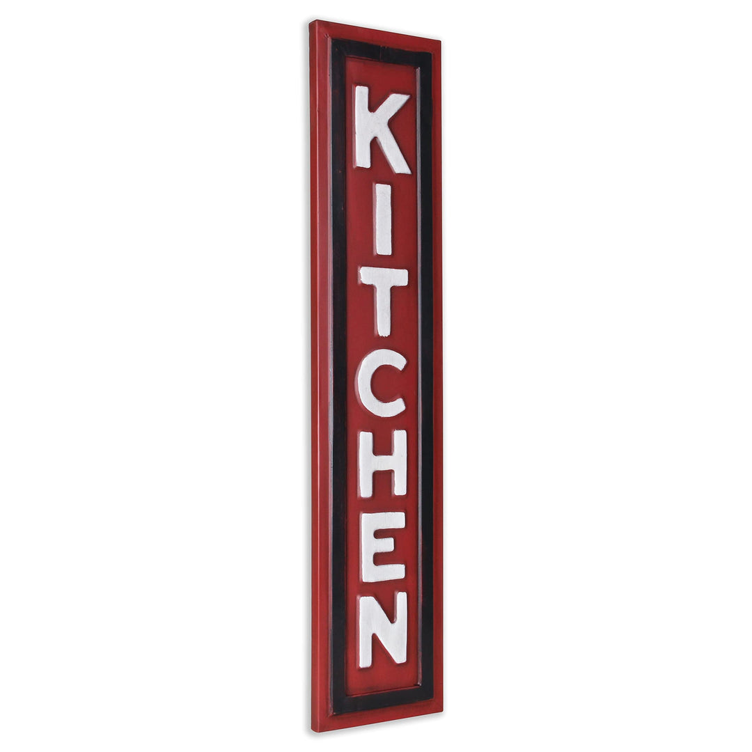 Red Metal Kitchen Wall Sign Modern Contemporary Natural Finish Handmade - Diamond Home USA