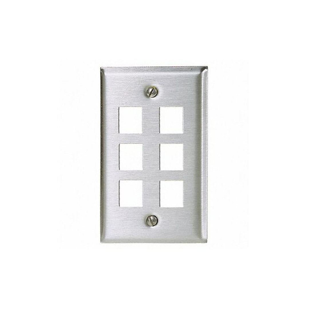 Phone/Data/Multimedia Faceplate Stainless Steel Plate Single-Gang 6-Port