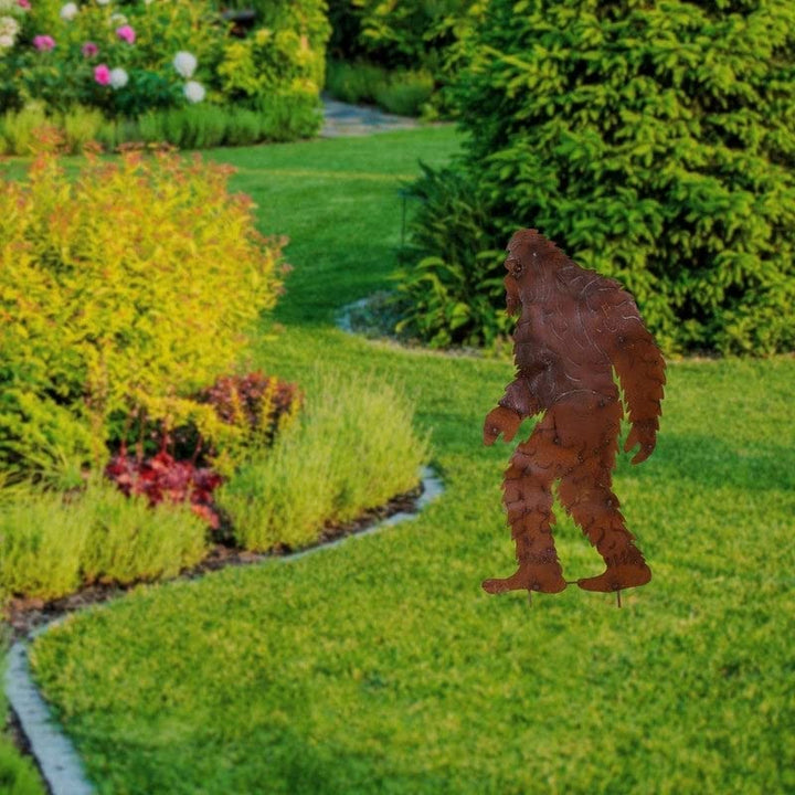 Big Foot Silhouette On Stake Brown Metal Handmade - Diamond Home USA