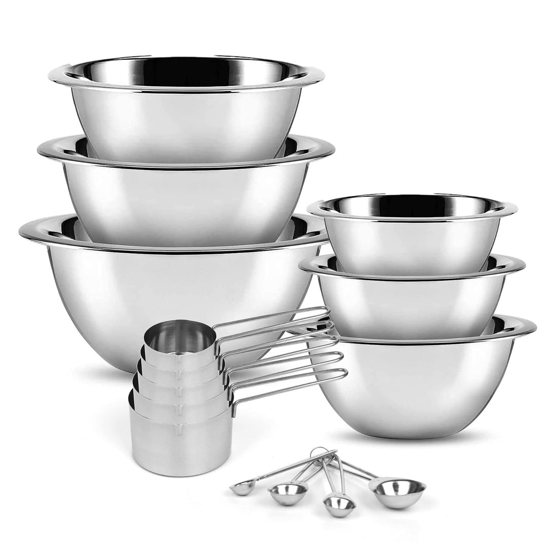 SleekDine Stainless Steel Mixing Bowls (Set of 6) Mixing bowls Set For Kitchen - - Diamond Home USA