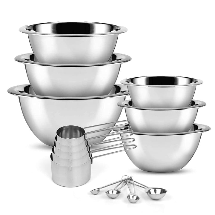 SleekDine Stainless Steel Mixing Bowls (Set of 6) Mixing bowls Set For Kitchen - - Diamond Home USA