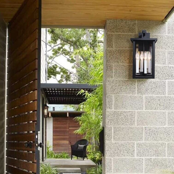 Black 4 Bulb 16.7'' H Outdoor Wall Lantern with Dusk to Dawn 16.7 * 9.4 * 8.7 - Diamond Home USA