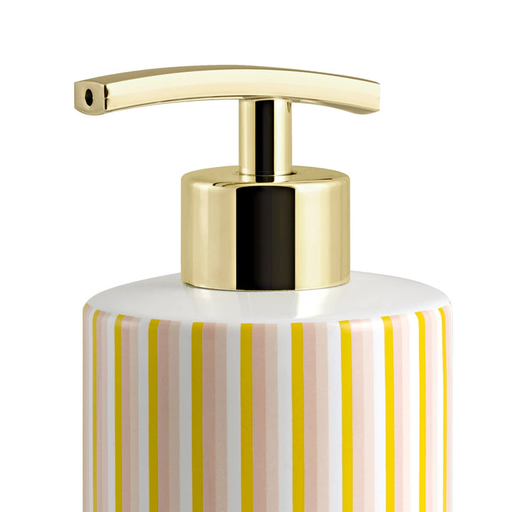 Market Stripe Lotion Pump Multi/Soap Striped Modern Contemporary Ceramic - Diamond Home USA