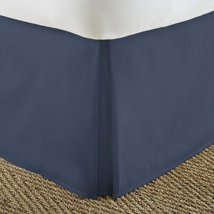 LL Navy Blue Solid Color Pattern 14-inch Drop Bed Skirt Cal King Size Elegant California King - Navy