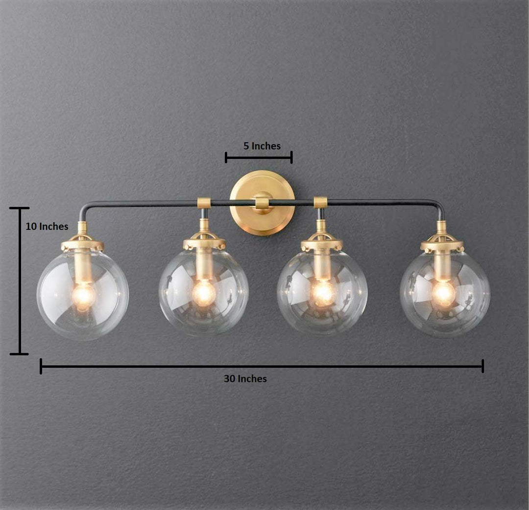 A Touch of Design Globe 4-Light Globe Vanity Sconce - Black and Gold - - Diamond Home USA