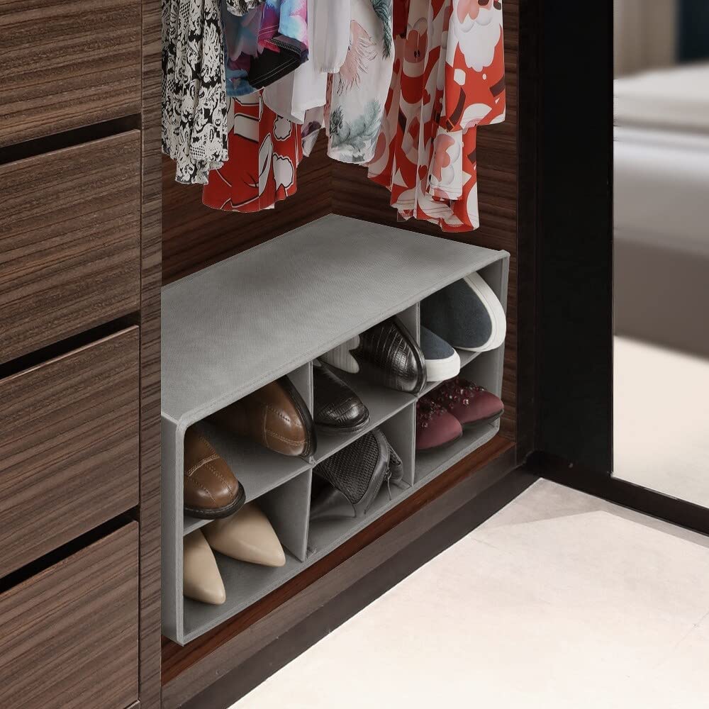 Shoe Organizer Bin 6 Section Cubby Shelves Foldable Portable Detachable Closet - Diamond Home USA
