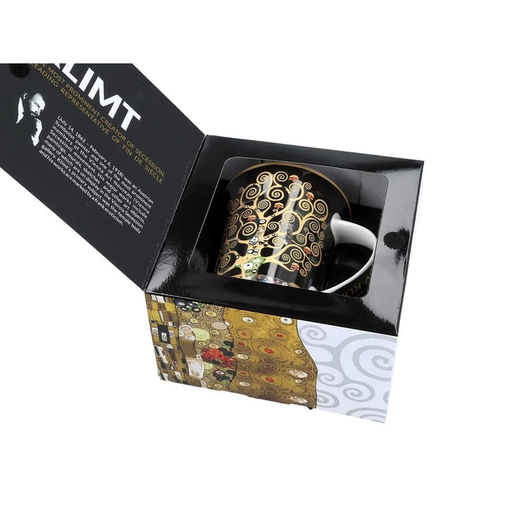 The Tree of Life G.Klimt Porcelain Mug in A Gift Box Multi Color Textured - Diamond Home USA