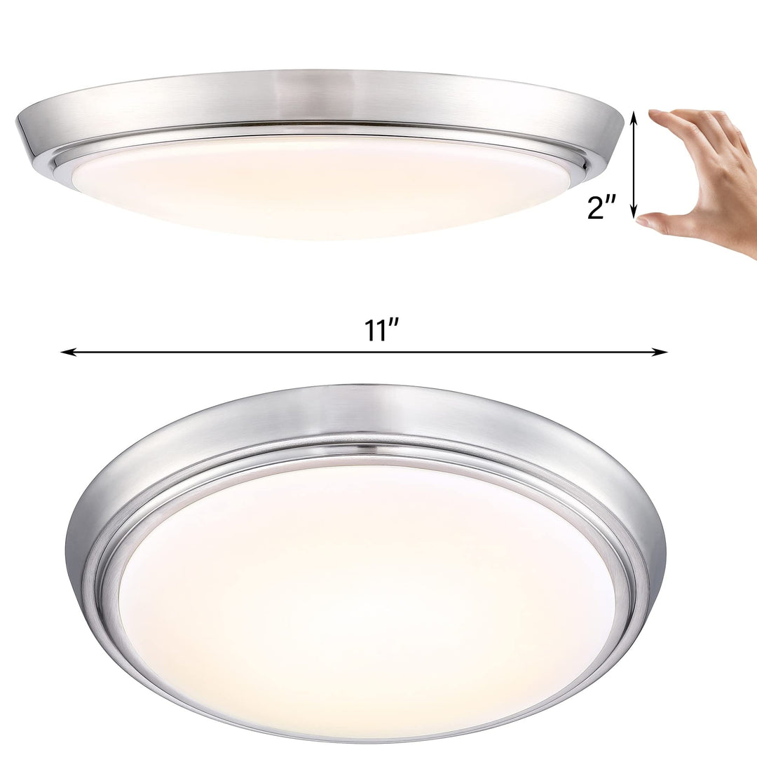 8 Pack 11-inch Led Brushed Nickel Flush Mount Ceiling Light 11" X 2" White - Diamond Home USA