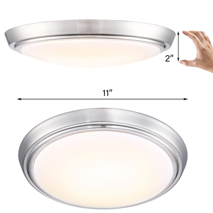 8 Pack 11-inch Led Brushed Nickel Flush Mount Ceiling Light 11" X 2" White - Diamond Home USA