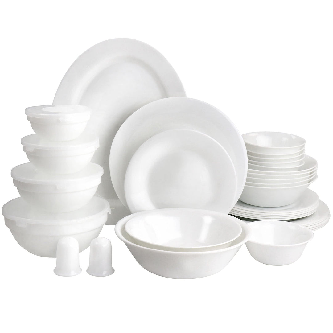Ultra 36 Piece Tempered Opal Glass Combo Dinnerware Set In White Solid Casual