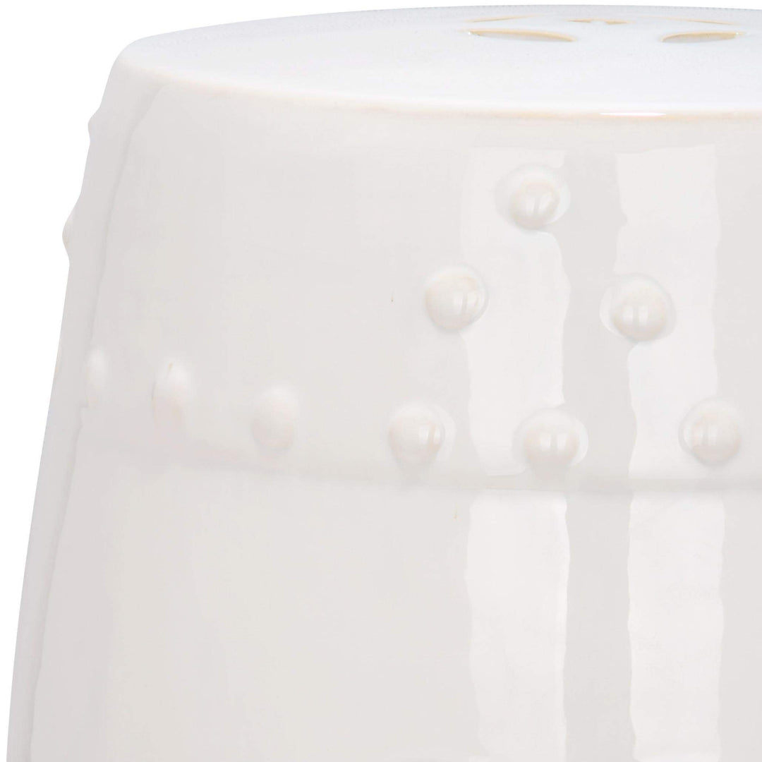 Paradise Treasures Ivory Cream Ceramic Garden Stool - 13" X 18" Cream Modern - Diamond Home USA