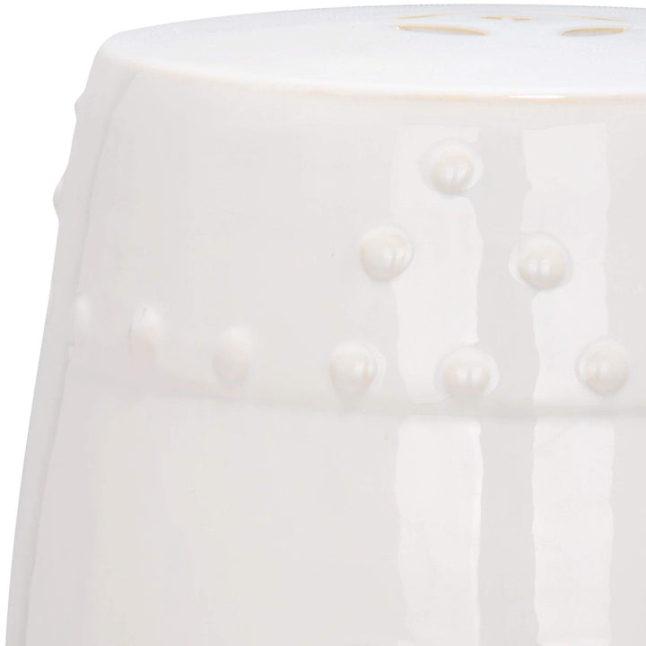 Paradise Treasures Ivory Cream Ceramic Garden Stool - 13" X 18" Cream Modern - Diamond Home USA