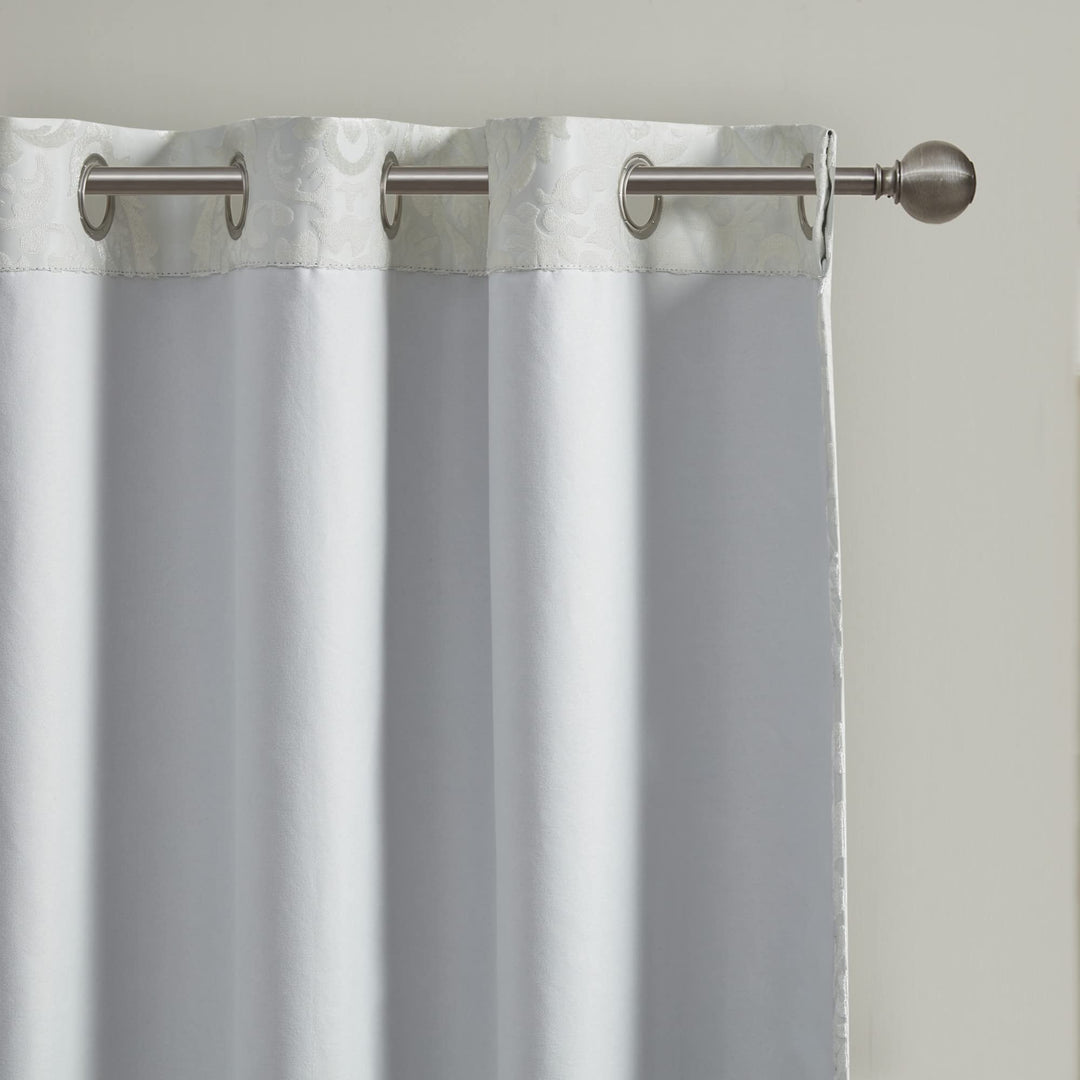 Sun Smart Amelia Jacquard Paisley Blackout Curtain for Bedroom Luxury Single 84" Panel - White - Diamond Home USA