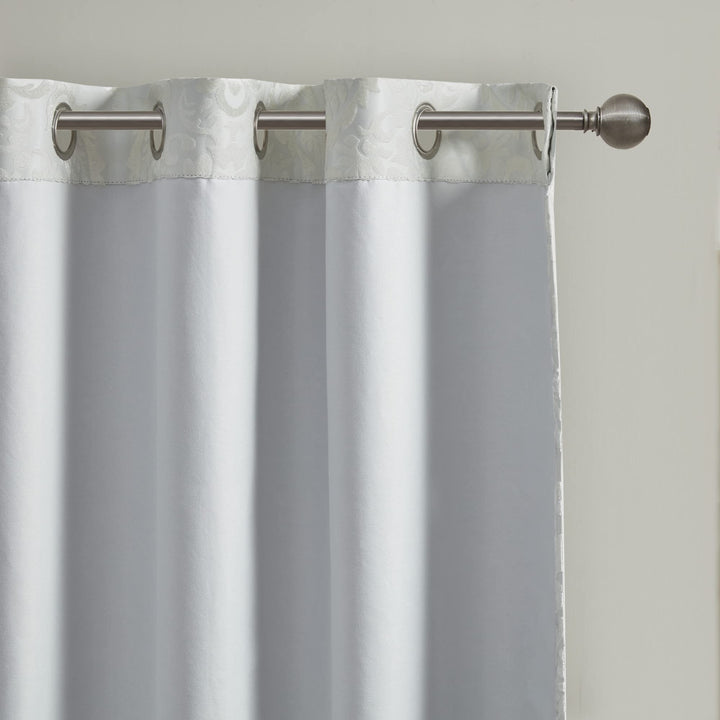 Sun Smart Amelia Jacquard Paisley Blackout Curtain for Bedroom Luxury Single 84" Panel - White - Diamond Home USA