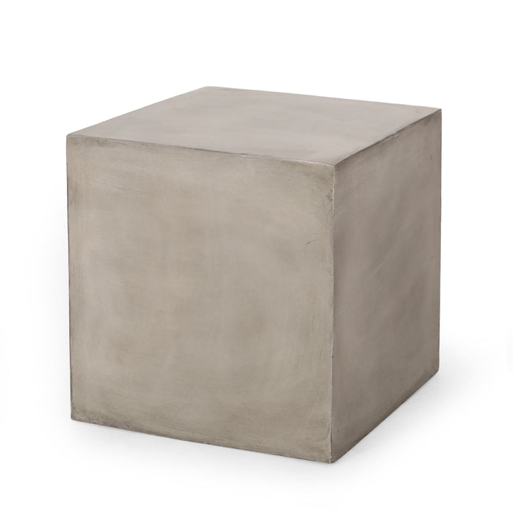 Lightweight Concrete Side Table Grey Industrial Square - Diamond Home USA