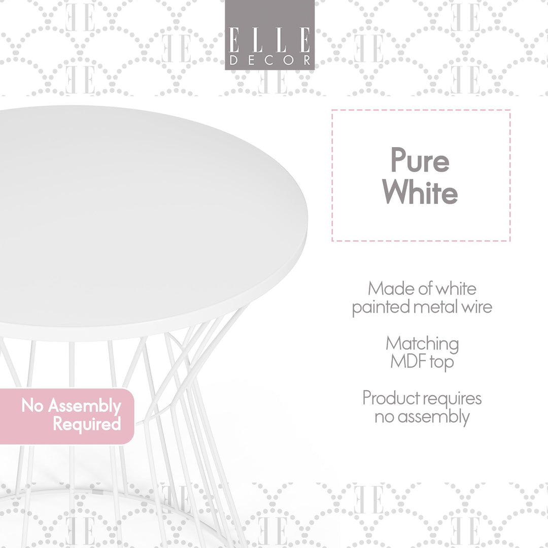 Elle Decor Lulu Modern Hourglass End Table Metal Side Table with Metal Top or White - Diamond Home USA