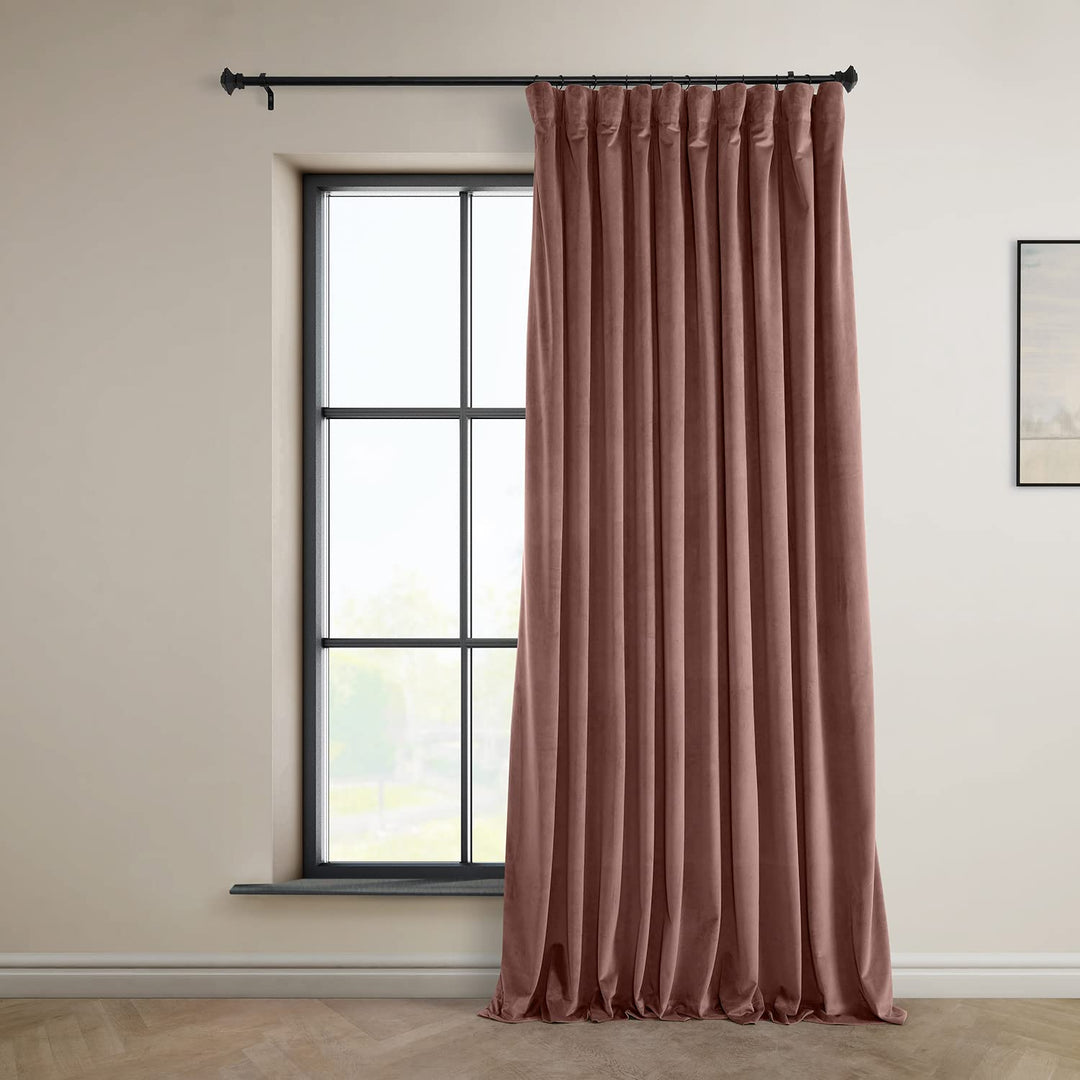 HPD Half Price Drapes Heritage Plush Velvet Curtains 108 Inches Long Room Wild Rose - 100 X 108